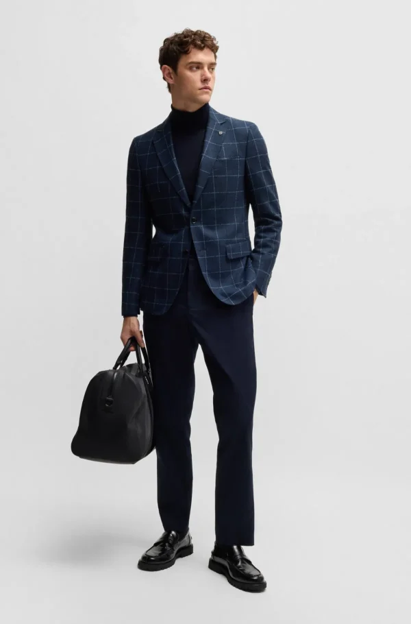 HUGO BOSS Blazers>Casaco De Ajuste Slim Em Mistura De Lã Axadrezada