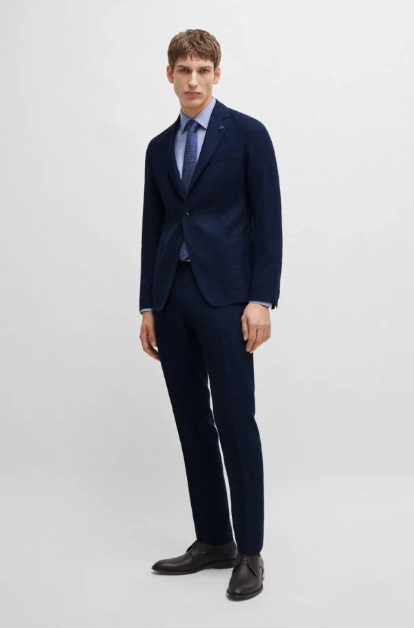 HUGO BOSS Blazers>Casaco De Ajuste Slim Em Tecido Elástico Melange