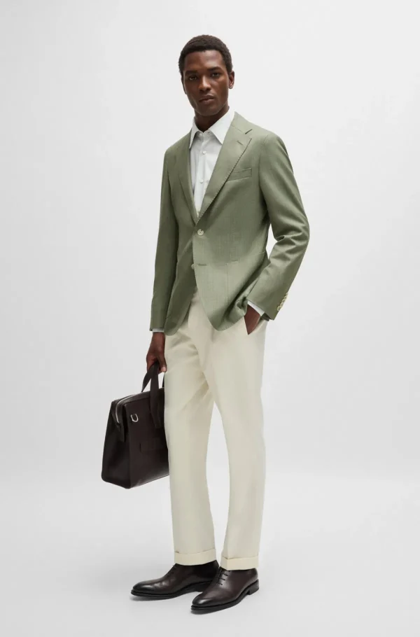 HUGO BOSS Blazers>Casaco De Ajuste Slim Em Lã Virgem Com Micropadrão
