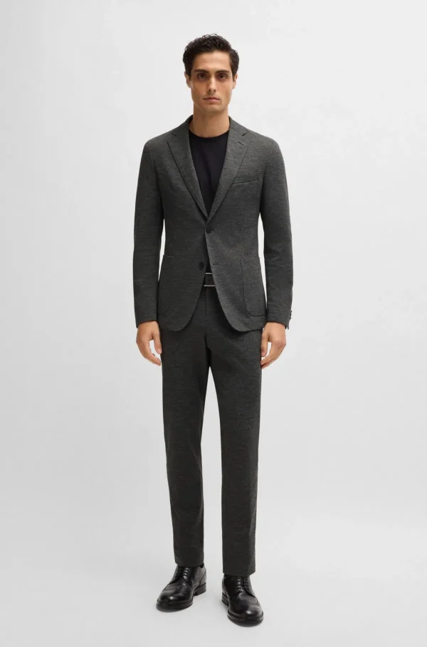 HUGO BOSS Blazers>Casaco De Ajuste Slim Em Jersey Elástico De Alto Desempenho Com Padrão