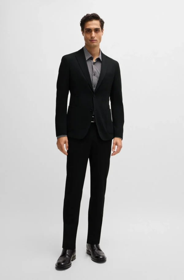 HUGO BOSS Blazers>Casaco De Ajuste Slim Em Jersey Elástico De Alto Desempenho Com Padrão
