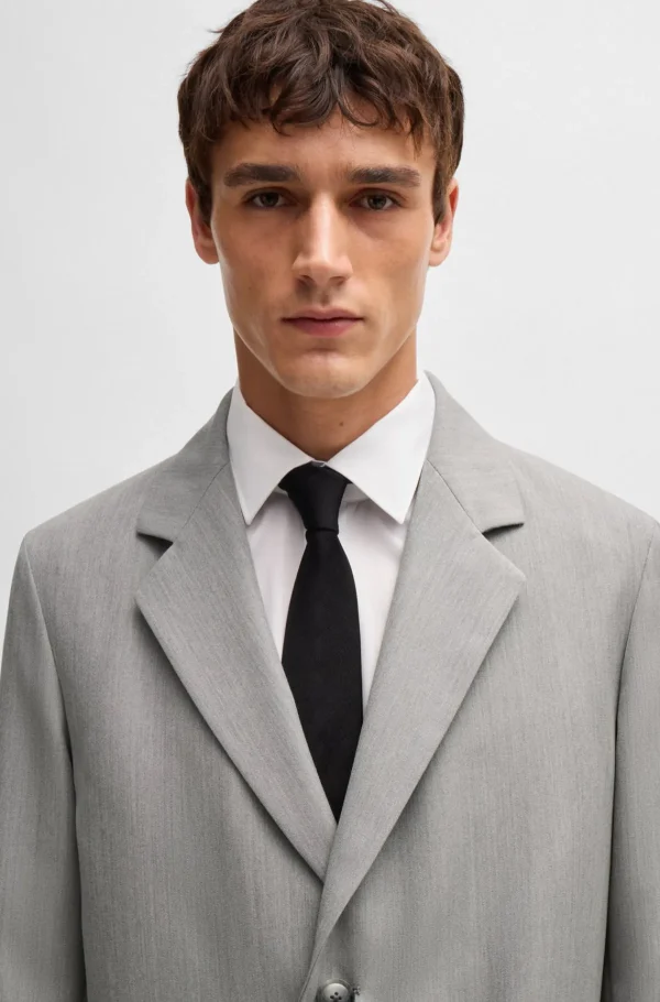 HUGO BOSS Sobretudos E Parkas>Casaco De Ajuste Slim Em Lã Virgem Com Padrão