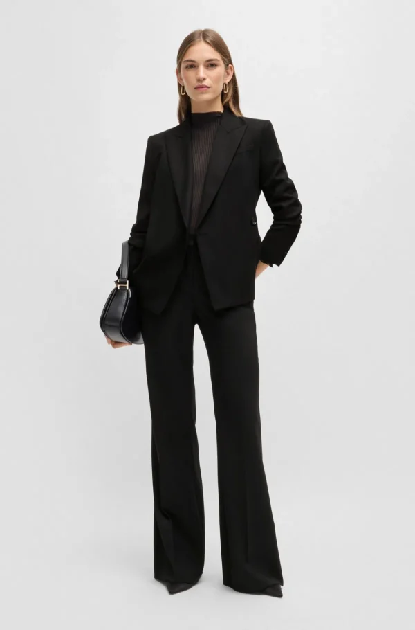 MULHER HUGO BOSS Blazers>Casaco De Ajuste Slim Em Sarja De Mistura De Lã