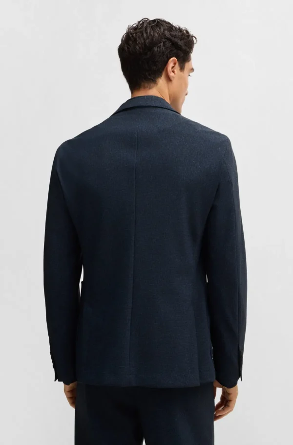 HUGO BOSS Blazers>Casaco De Ajuste Slim Em Tecido Elástico De Alto Desempenho Com Micropadrão