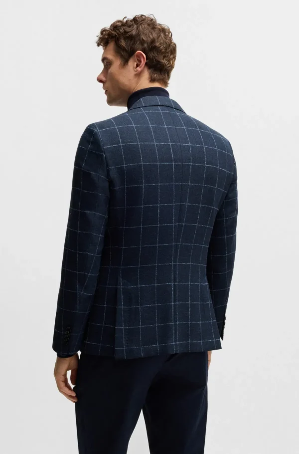 HUGO BOSS Blazers>Casaco De Ajuste Slim Em Mistura De Lã Axadrezada