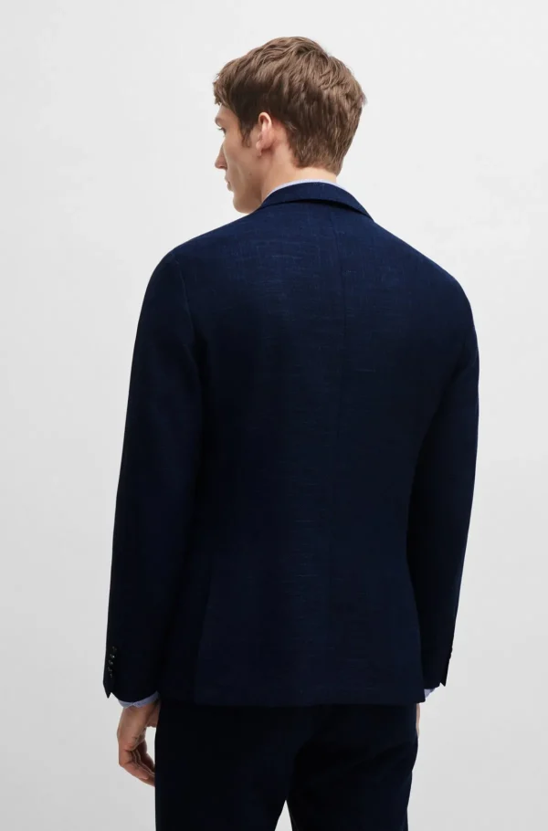 HUGO BOSS Blazers>Casaco De Ajuste Slim Em Tecido Elástico Melange