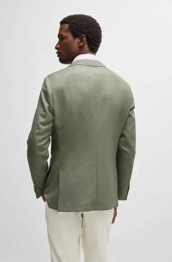 HUGO BOSS Blazers>Casaco De Ajuste Slim Em Lã Virgem Com Micropadrão