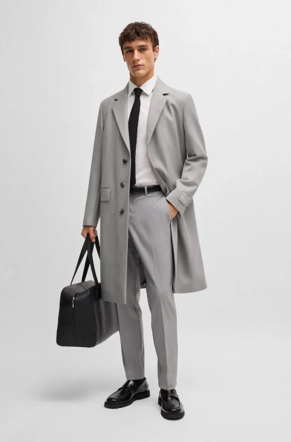 HUGO BOSS Sobretudos E Parkas>Casaco De Ajuste Slim Em Lã Virgem Com Padrão