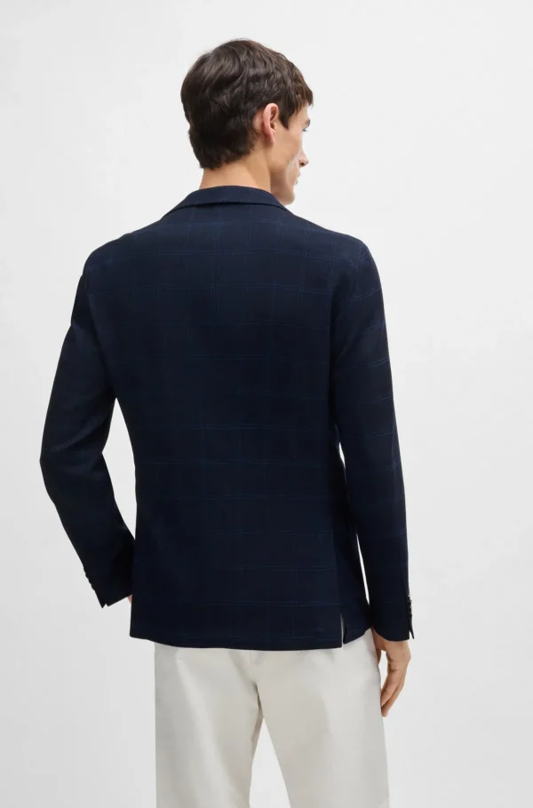 HUGO BOSS Blazers>Casaco De Ajuste Slim Em Tecido Elástico Axadrezado