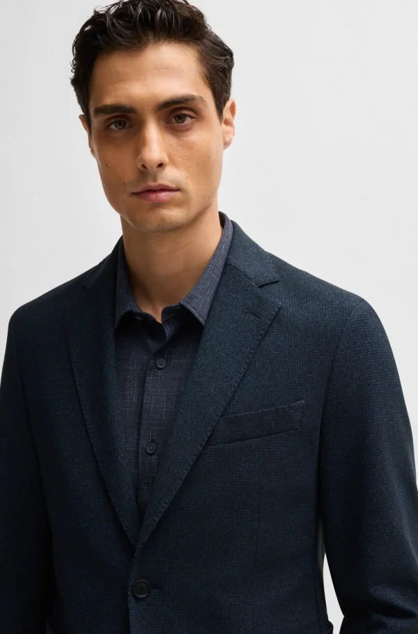 HUGO BOSS Blazers>Casaco De Ajuste Slim Em Tecido Elástico De Alto Desempenho Com Micropadrão