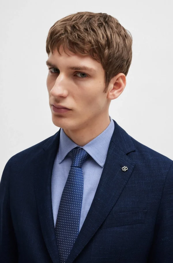 HUGO BOSS Blazers>Casaco De Ajuste Slim Em Tecido Elástico Melange