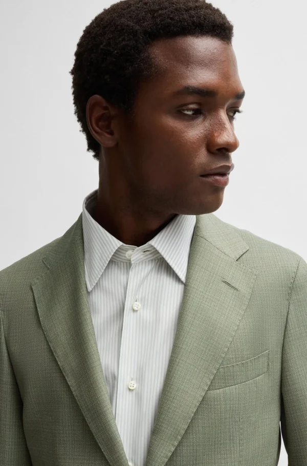 HUGO BOSS Blazers>Casaco De Ajuste Slim Em Lã Virgem Com Micropadrão