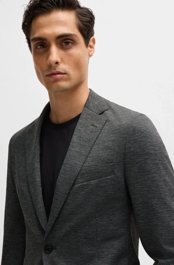 HUGO BOSS Blazers>Casaco De Ajuste Slim Em Jersey Elástico De Alto Desempenho Com Padrão
