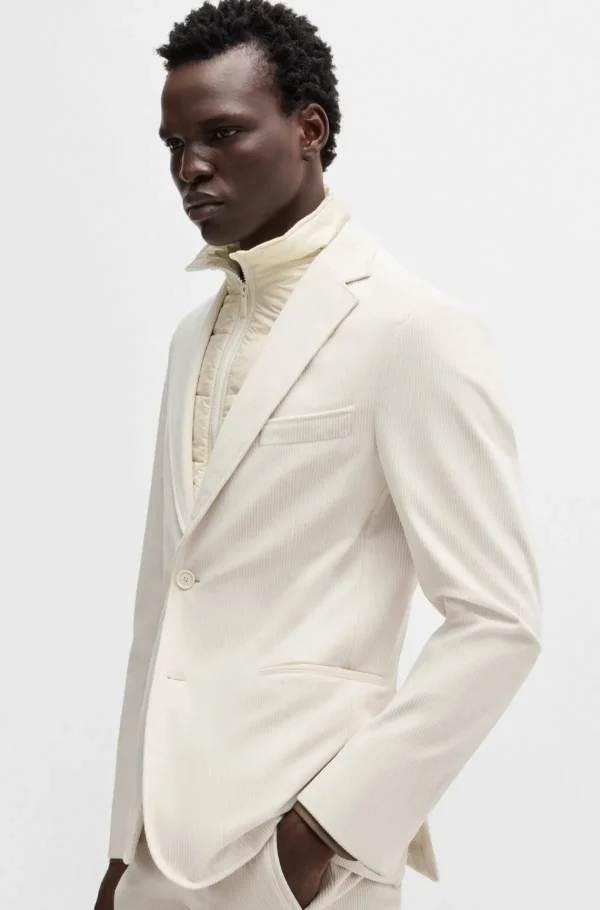 HUGO BOSS Blazers>Casaco De Ajuste Slim Em Bombazina Elástica De Alto Desempenho