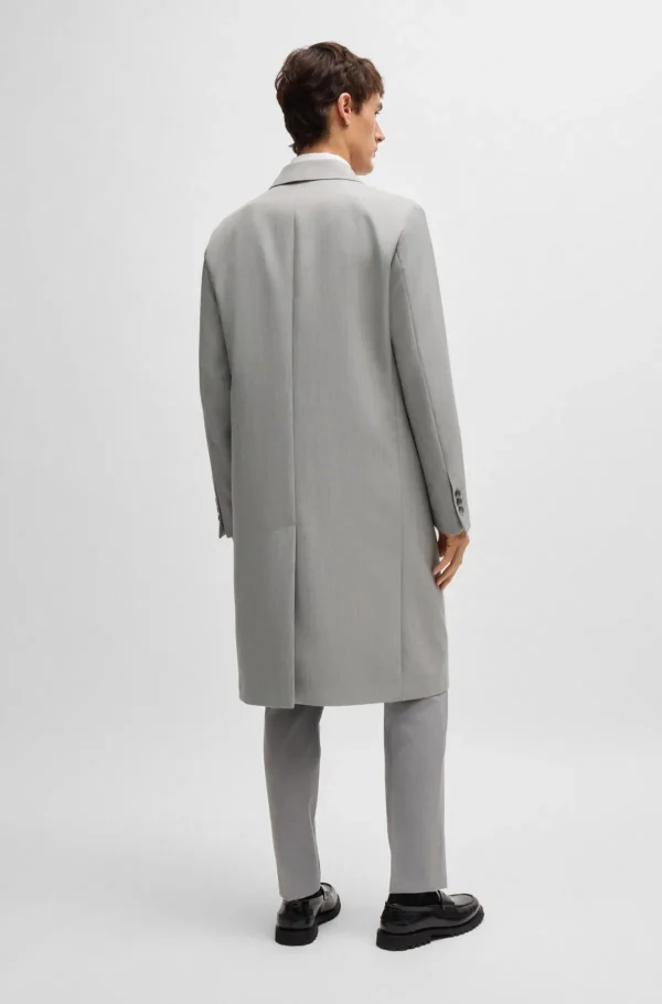 HUGO BOSS Sobretudos E Parkas>Casaco De Ajuste Slim Em Lã Virgem Com Padrão