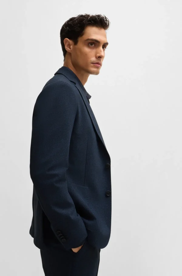 HUGO BOSS Blazers>Casaco De Ajuste Slim Em Tecido Elástico De Alto Desempenho Com Micropadrão