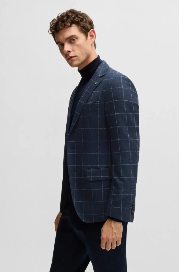 HUGO BOSS Blazers>Casaco De Ajuste Slim Em Mistura De Lã Axadrezada