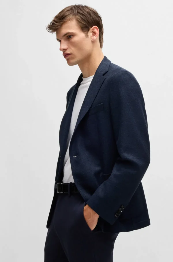 HUGO BOSS Blazers>Casaco De Ajuste Slim Em Jersey Elástico Com Lã