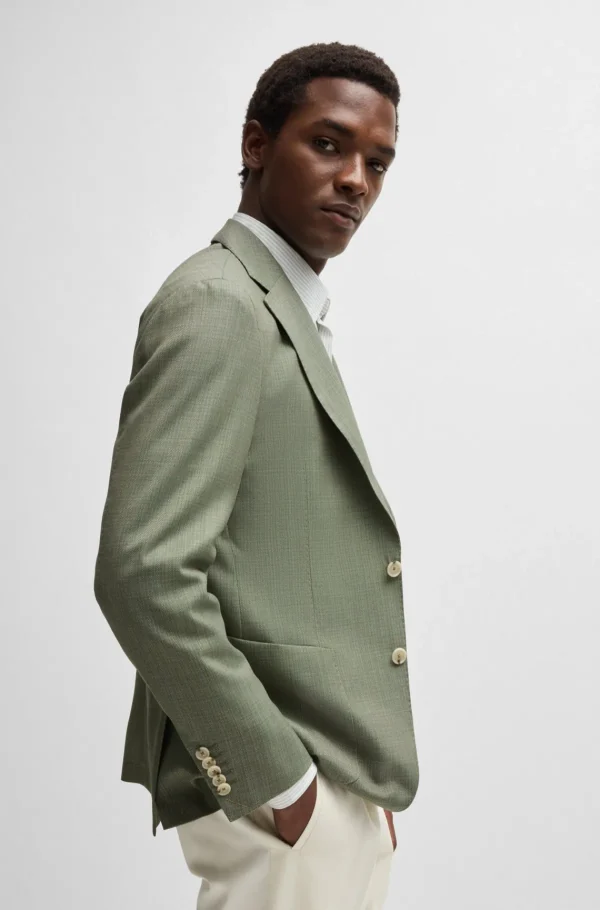 HUGO BOSS Blazers>Casaco De Ajuste Slim Em Lã Virgem Com Micropadrão