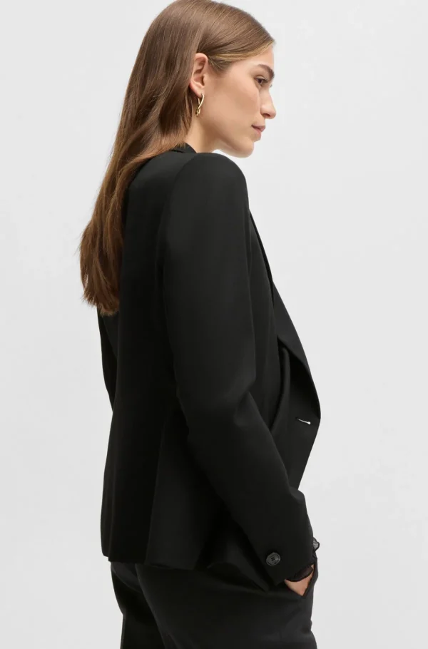 MULHER HUGO BOSS Blazers>Casaco De Ajuste Slim Em Sarja De Mistura De Lã