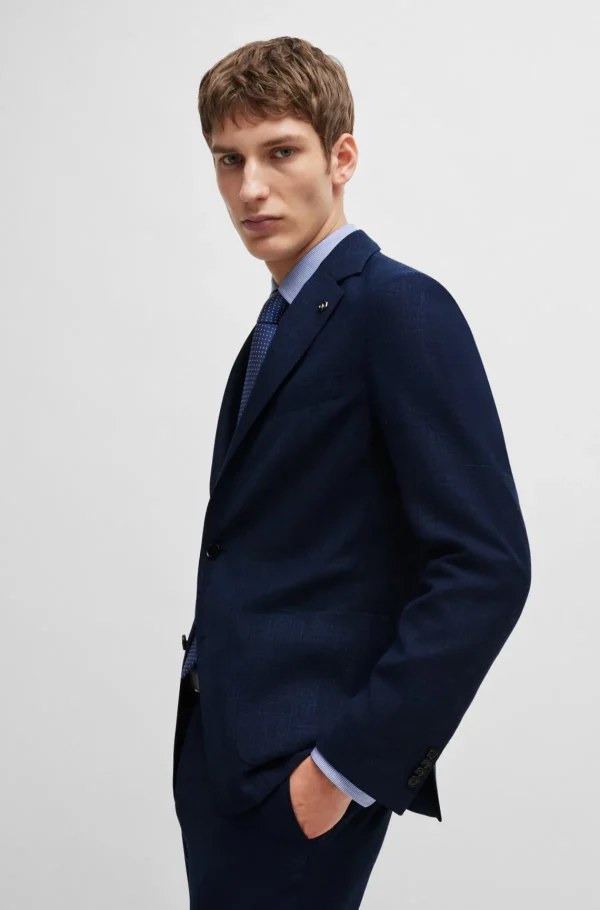 HUGO BOSS Blazers>Casaco De Ajuste Slim Em Tecido Elástico Melange