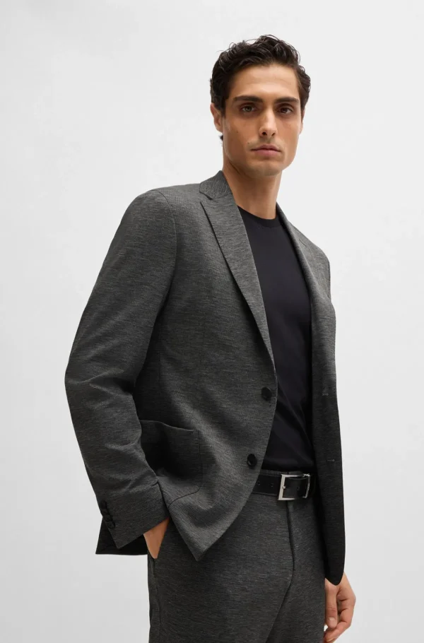 HUGO BOSS Blazers>Casaco De Ajuste Slim Em Jersey Elástico De Alto Desempenho Com Padrão