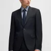 HUGO BOSS Blazers>Casaco De Fato De Ajuste Regular Em Sarja De Lã Virgem