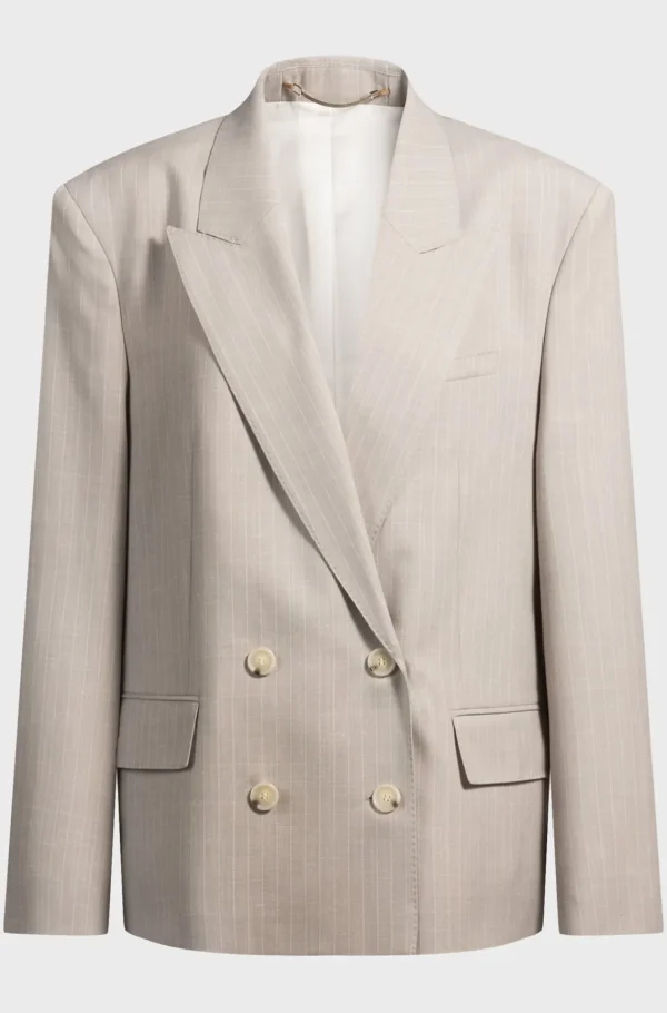 MULHER HUGO BOSS Blazers>Casaco De Fato De Ajuste Grande Em Tecido De Fabrico Italiano