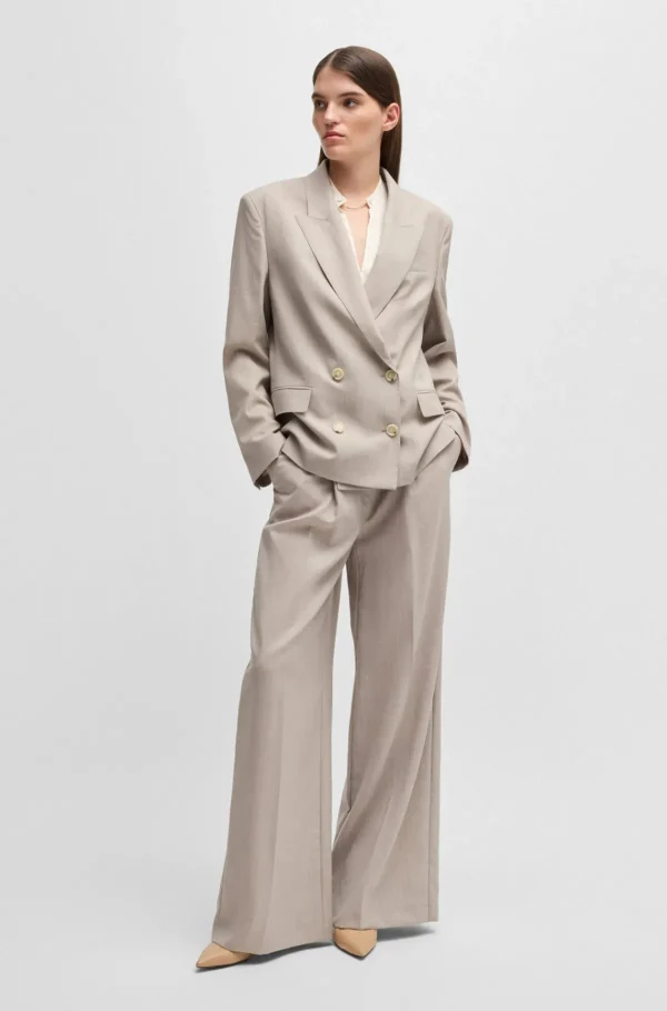 MULHER HUGO BOSS Blazers>Casaco De Fato De Ajuste Grande Em Tecido De Fabrico Italiano