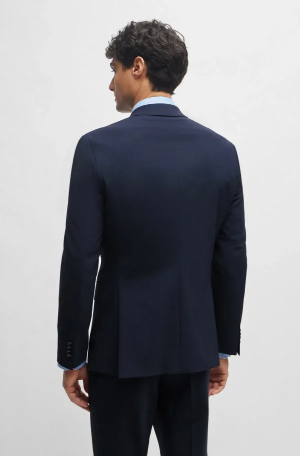 HUGO BOSS Artigos Essenciais>Casaco De Fato De Ajuste Slim Em Lã Virgem Elástica