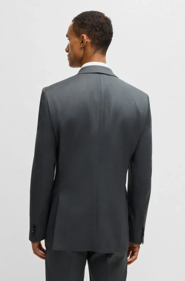HUGO BOSS Blazers>Casaco De Fato De Ajuste Regular Em Sarja De Lã Virgem