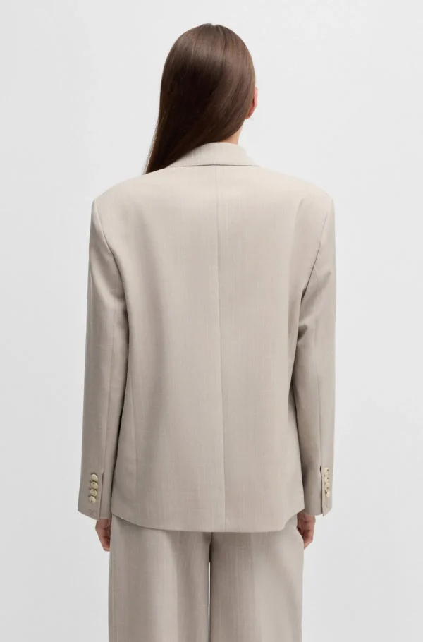 MULHER HUGO BOSS Blazers>Casaco De Fato De Ajuste Grande Em Tecido De Fabrico Italiano