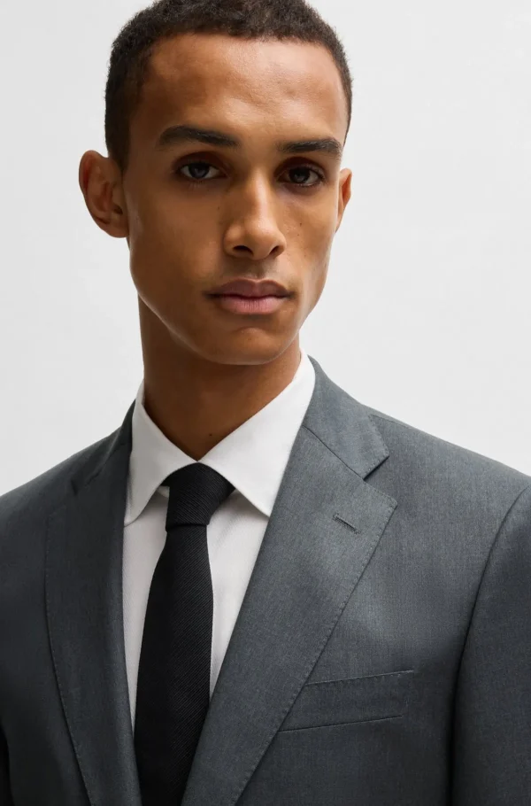 HUGO BOSS Blazers>Casaco De Fato De Ajuste Regular Em Sarja De Lã Virgem