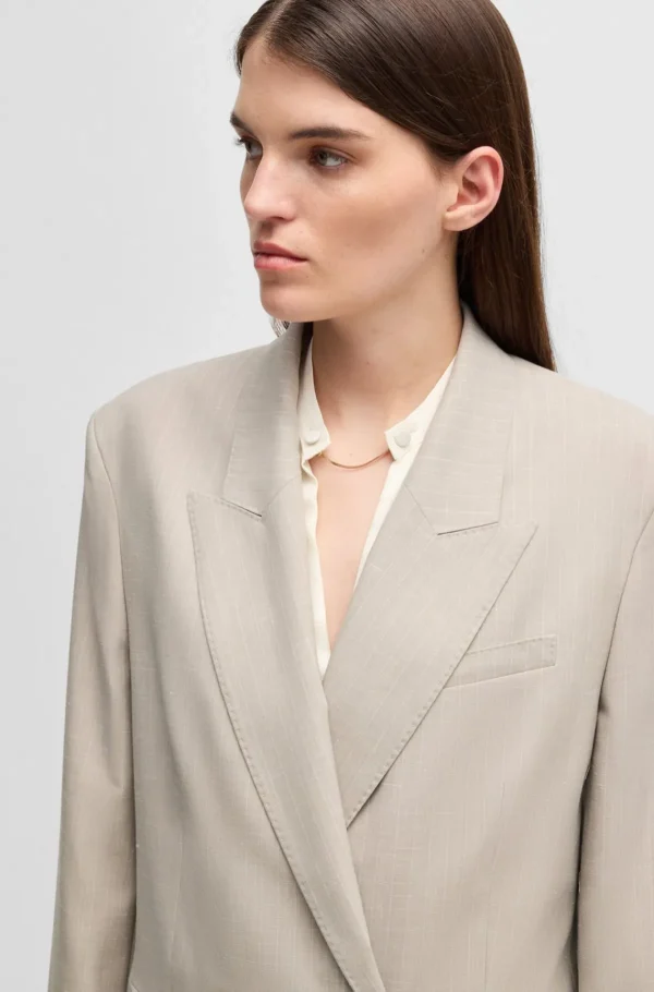 MULHER HUGO BOSS Blazers>Casaco De Fato De Ajuste Grande Em Tecido De Fabrico Italiano