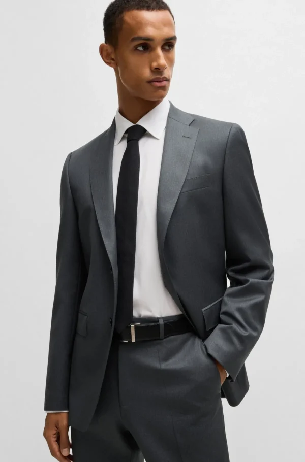HUGO BOSS Blazers>Casaco De Fato De Ajuste Regular Em Sarja De Lã Virgem