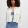 MULHER HUGO BOSS Camisolas E Cardigans>Casaco De Malha Recortado Com Bolsos De Aba