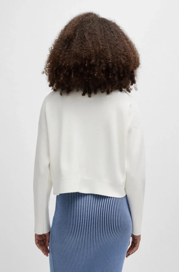 MULHER HUGO BOSS Camisolas E Cardigans>Casaco De Malha Recortado Com Bolsos De Aba