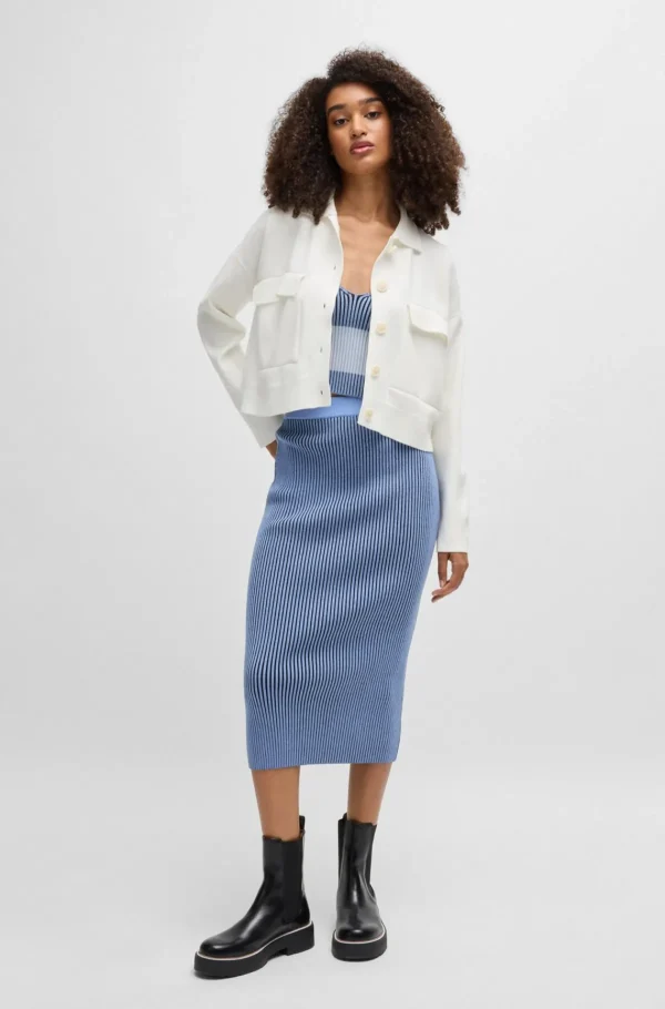 MULHER HUGO BOSS Camisolas E Cardigans>Casaco De Malha Recortado Com Bolsos De Aba