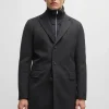 HUGO BOSS Sobretudos E Parkas>Casaco De Mistura De Lã Repelente à água Com Interior Com Fecho