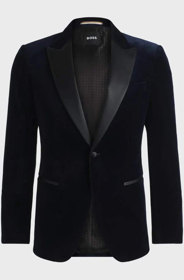 HUGO BOSS Blazers>Casaco De Smoking De Ajuste Slim Em Veludo De Algodão Puro