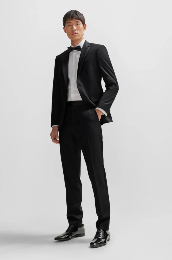 HUGO BOSS Blazers>Casaco De Smoking De Ajuste Slim Em Sarja De Lã Virgem