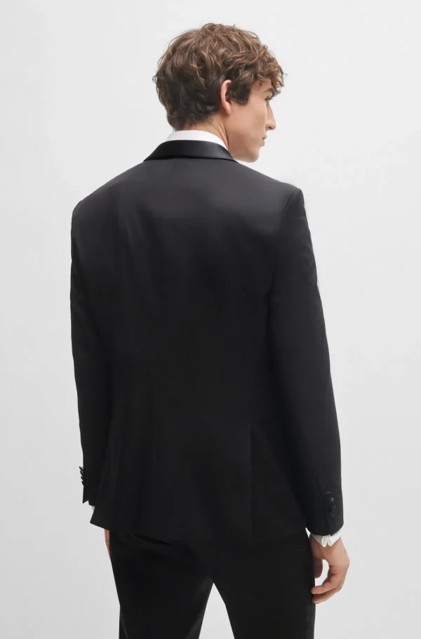 HUGO BOSS Artigos Essenciais>Casaco De Smoking De Ajuste Regular Em Sarja De Lã Virgem