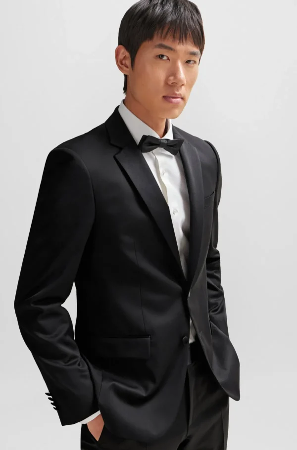 HUGO BOSS Blazers>Casaco De Smoking De Ajuste Slim Em Sarja De Lã Virgem