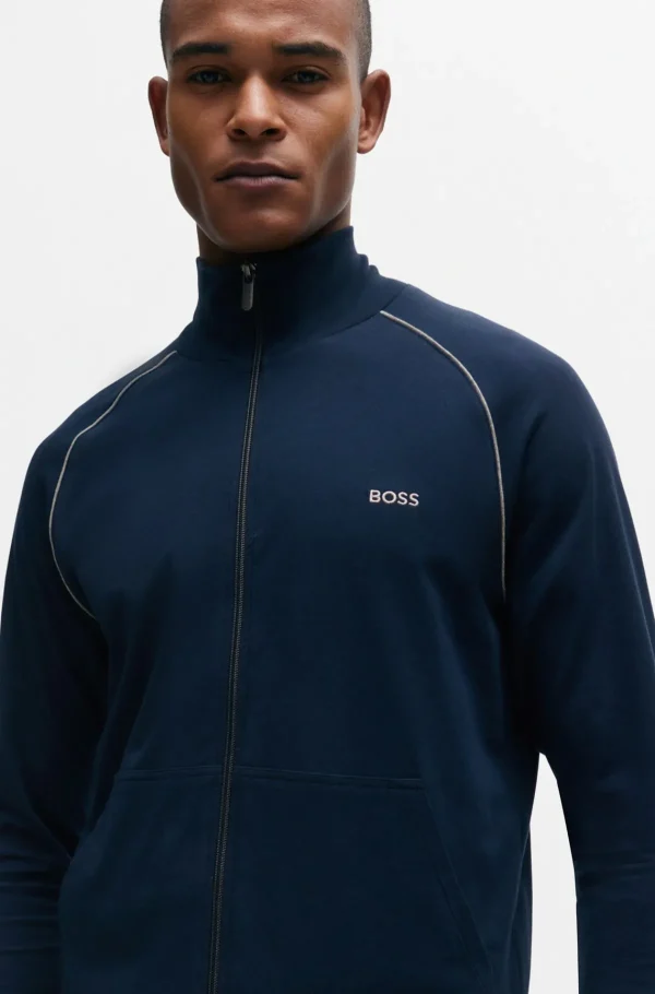 HUGO BOSS Artigos Essenciais>Casaco Em Algodão Elástico Com Logótipo Bordado