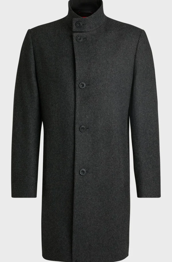 HUGO BOSS Sobretudos E Parkas>Casaco Formal De Ajuste Regular Em Sarja Com Mistura De Lã
