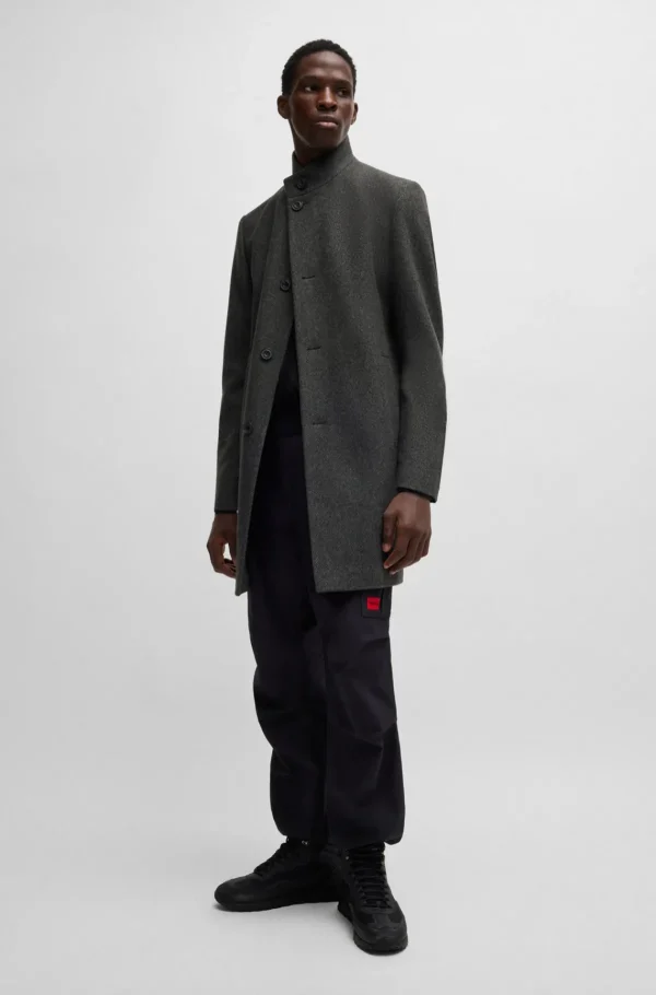 HUGO BOSS Sobretudos E Parkas>Casaco Formal De Ajuste Regular Em Sarja Com Mistura De Lã