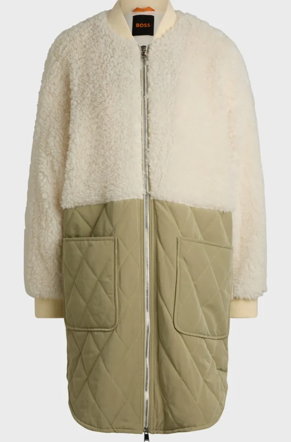 MULHER HUGO BOSS Casacos>Casaco Forrado Com Material Misto Com Fecho Bidirecional