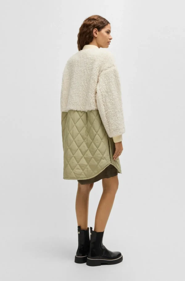 MULHER HUGO BOSS Casacos>Casaco Forrado Com Material Misto Com Fecho Bidirecional