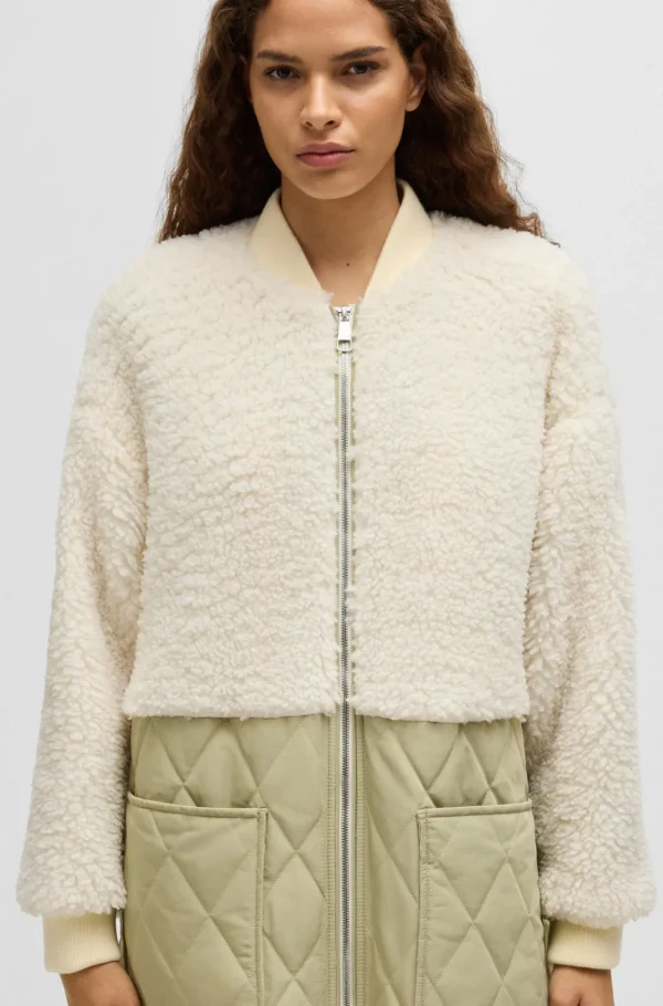 MULHER HUGO BOSS Casacos>Casaco Forrado Com Material Misto Com Fecho Bidirecional