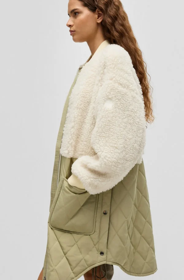 MULHER HUGO BOSS Casacos>Casaco Forrado Com Material Misto Com Fecho Bidirecional